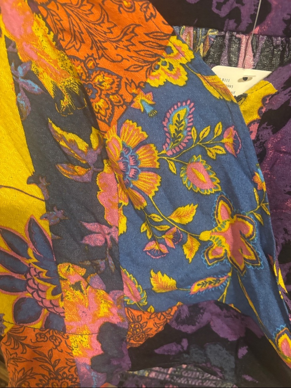 Free People Multicolor Floral Tie-Front Crop Top in Yellow, Purple, Blue - Picture 4 of 5